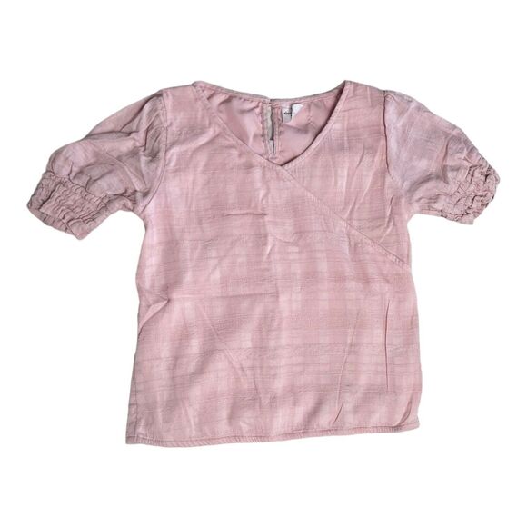 Abercrombie Kids Girls Size 11/12 Pink Short Sleeve Shirt Ruffled Sleeves - Picture 1 of 4